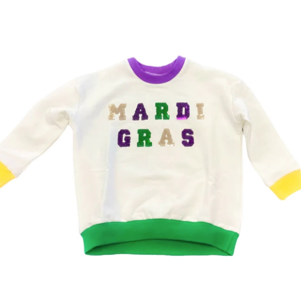 SEQUIN MARDI GRAS SWEATSHIRT - LULU BEBE